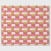 Papier Cadeau Joyeux Noël Gingham Rustique Rouge Blanc (Plat)