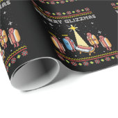 Papier Cadeau Joyeux Noël Glizzmas laid Hot Dog Noël Noël Noël (Coin rond)