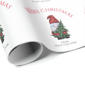 Papier Cadeau Joyeux Noël Gnome Avec Parties scintillant Arbre d (Coin rond)