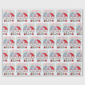 Papier Cadeau Joyeux Noël Gnomes Aquarelle Vacances (Plat)