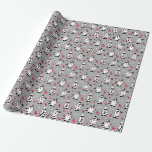 Papier Cadeau JOYEUX NOËL Gnomes Holly d'hiver