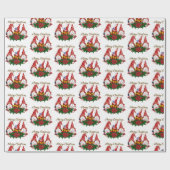 Papier Cadeau Joyeux Noël Gnomes Trendy Mignonne Fun Holiday (Plat)