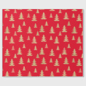 Papier Cadeau Joyeux Noël Gold Arbre de Noël Rouge (Plat)