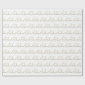 Papier Cadeau Joyeux Noël Gold Parties scintillant Script White  (Plat)