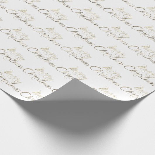 Papier Cadeau Joyeux Noël Gold Parties scintillant Script White (Coin)