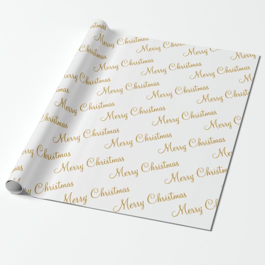 Papier Cadeau Joyeux Noël Gold Script Calligraphie (Déroulé)
