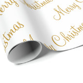 Papier Cadeau Joyeux Noël Gold Script Calligraphie (Coin rond)