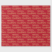 Papier Cadeau Joyeux Noël Gold Script Red Holiday (Plat)