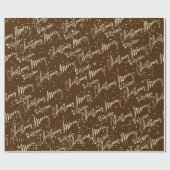 Papier Cadeau Joyeux Noël Golden Script du nom Brown (Plat)