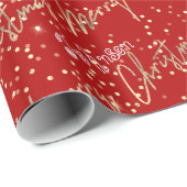 Papier Cadeau Joyeux Noël Golden Script du nom hiver (Coin rond)