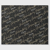 Papier Cadeau Joyeux Noël Golden Script du nom Noir (Plat)
