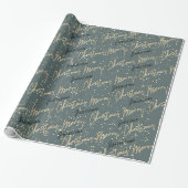 Papier Cadeau Joyeux Noël Golden Script Name Black Grey (Déroulé)