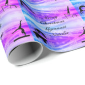 Papier Cadeau Joyeux Noël Gymnaste Nom personnalisé (Coin rond)