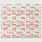 Papier Cadeau Joyeux Noël Heureux Hanoukka Chrismukkah (Plat)