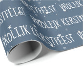 Papier Cadeau Joyeux Noël hollandais sur les flocons de neige (Coin rond)