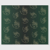 Papier Cadeau Joyeux Noël Holly Green Grey Holiday (Plat)