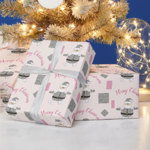 Papier Cadeau Joyeux Noël Houndstooth Modern Père Noël
