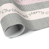 Papier Cadeau Joyeux Noël Houndstooth Motif, Stripes (Coin rond)