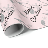 Papier Cadeau Joyeux Noël Houndstooth Musical Note (Coin rond)