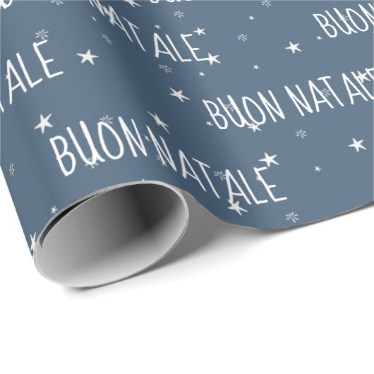 Papier Cadeau Joyeux Noël Italien Sur Les Snowflakes (Coin rond)