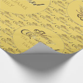 Papier Cadeau Joyeux Noël Jaune Elégant Faux Gold Script (Coin)
