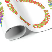 Papier Cadeau Joyeux Noël Joyeuses Joyeuses Vacances Nos Premier (Coin rond)