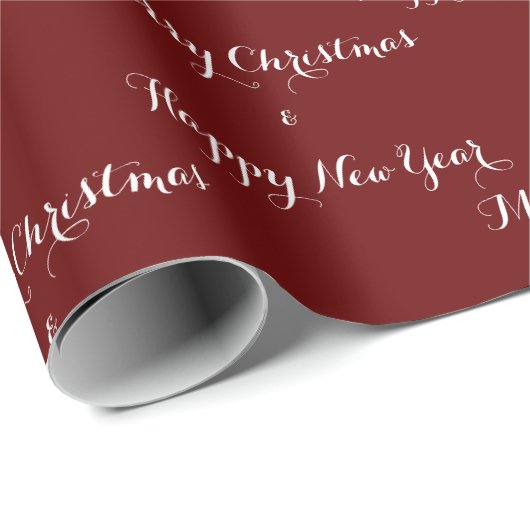 Papier Cadeau Joyeux Noël Joyeux Jour de l'année Script (Coin rond)