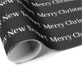 Papier Cadeau Joyeux Noël Joyeux Nouvel An texte noir (Coin rond)