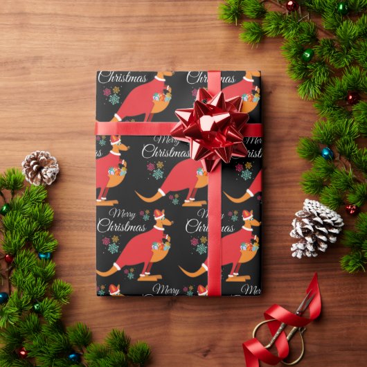 Papier Cadeau Joyeux Noël Kangaroo Motif papier enveloppement (Cadeau de vacances)