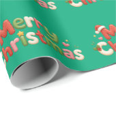 Papier Cadeau Joyeux Noël Kawaii (Coin rond)