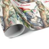 Papier Cadeau Joyeux Noël Koala assis à Gumtree (Coin rond)