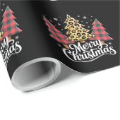 Papier Cadeau Joyeux Noël Leopard Plaid Tree Noël (Coin rond)