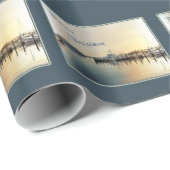 Papier Cadeau Joyeux Noël - Lever Du Soleil Au Port - Bateaux (Coin rond)