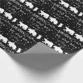 Papier Cadeau Joyeux Noël M & Mme Polar Ours Famille Noir (Coin)