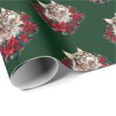 Papier Cadeau Joyeux Noël Maine Coon Chat (Coin rond)