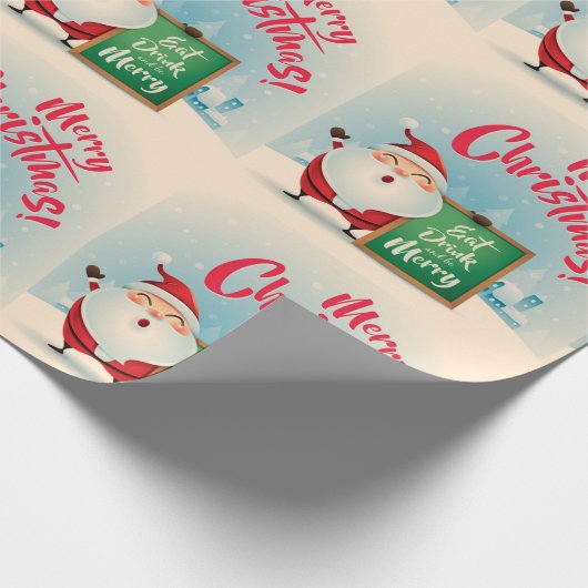 Papier Cadeau Joyeux Noël Mangez Boire Et Soyez Joyeux (Coin)