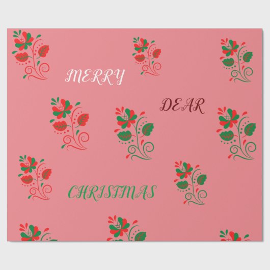 Papier Cadeau Joyeux Noël Matte rose (Plat)