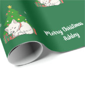 Papier Cadeau Joyeux Noël mignon Chat Arbre Vintage (Coin rond)