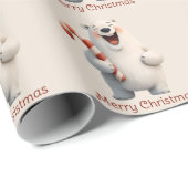 Papier Cadeau Joyeux Noël mignon Ours Polaire Design (Coin rond)
