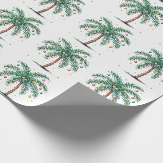 Papier Cadeau Joyeux Noël moderne Palm Tree Lumière (Coin)