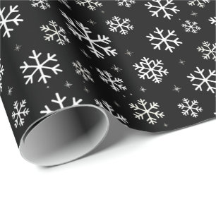 Papier Cadeau Joyeux Noël moderne Snowflakes Motif Noir