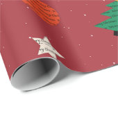 Papier Cadeau Joyeux Noël Motif Décor Arbre étoile (Coin rond)