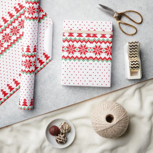 Papier Cadeau Joyeux Noël Motif rétro (Artisanat)