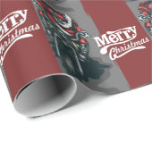 Papier Cadeau Joyeux Noël Motorcycle Père Noël papier d'emballag (Coin rond)