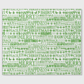 Papier Cadeau Joyeux Noël Multilingue Vert Et Blanc (Plat)