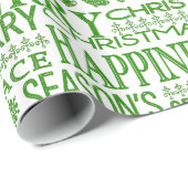 Papier Cadeau Joyeux Noël Multilingue Vert Et Blanc (Coin rond)