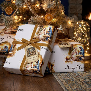 Papier Cadeau Joyeux Noël Nativité