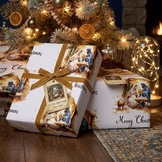 Papier Cadeau Joyeux Noël Nativité