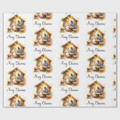 Papier Cadeau Joyeux Noël Nativité (Plat)