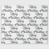 Papier Cadeau Joyeux Noël noir blanc script personnalisé élégant (Plat)